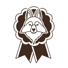 cute head dog mascot in ribbon medal character