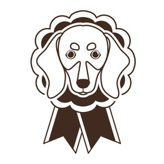 cute head dog mascot in ribbon medal character