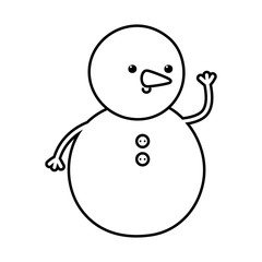 snowman waving hand decoration merry christmas line style