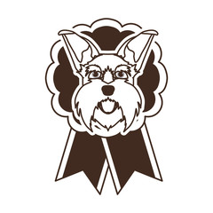 cute head dog mascot in ribbon medal character
