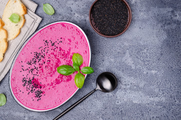 Thick red cream soup