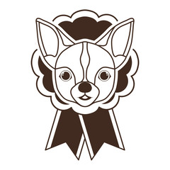 cute head dog mascot in ribbon medal character