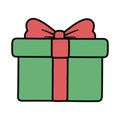 red and green wrapped gift box decoration merry christmas