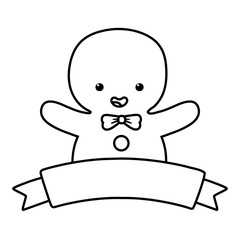 gingerbread man ribbon decoration merry christmas line style