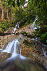 Fototapeta premium waterfalls found in tropical rainforest in Malaysia