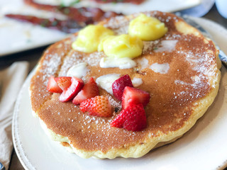 Pancakes and strawberries