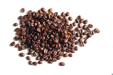 Coffee beans isolated on white background close up