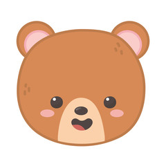 cute brown bear head on white background