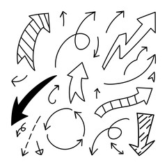 Fototapeta premium Arrows hand drawn doodle vector set