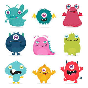 Cute monster design for kids and toy products logo and background template.