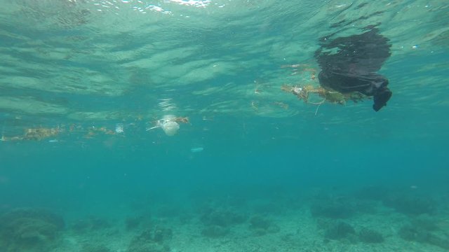 Plastic garbage pollution in ocean 