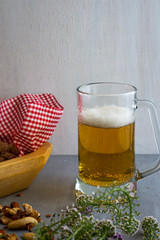 glass of beer on a background