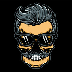 hipster skull with sunglasses vector