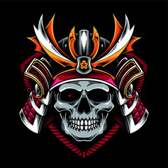 skull with samurai helmet vector