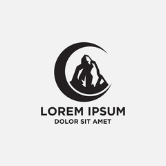 vector mountain moon logo icon template