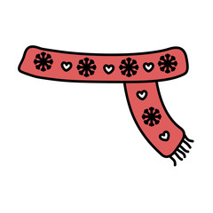 red scarf with snowflakes hearts decoration merry christmas