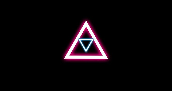 neon light triangle moving on black background