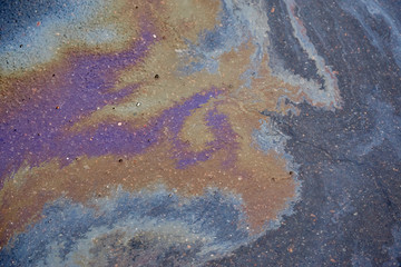 Fototapeta na wymiar Oil slick on the asphalt road background