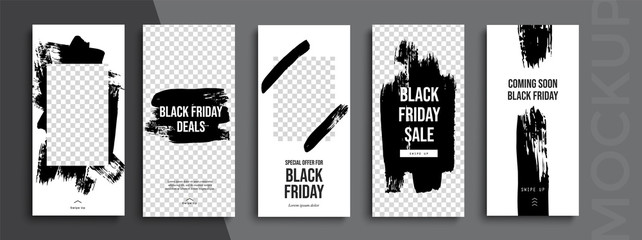 Black Friday Sale. Trendy editable Instagram Stories template. Design  for social media. 