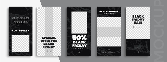 Black Friday Sale. Trendy editable Instagram Stories template. Design  for social media. 