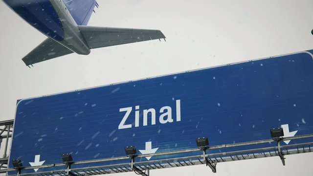 Airplane Takeoff Zinal in Christmas
