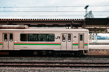 Fototapeta premium JR Commuter train stop at Koriyama station.