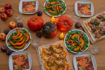 Thanksgiving Celebration Traditional Dinner Setting Food 