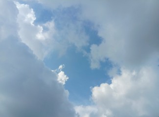 Blue sky and white clouds for design backgrounds and textures. It is also part of the atmosphere or space that can be seen from the surface of the earth.