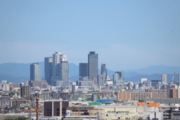 Fototapeta na wymiar 名古屋駅前の高層ビル街