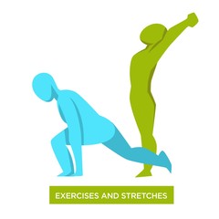 Exercises and stretches with two bodies doing fitness routine