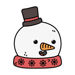 snowman with black hat and carrot nose decoration merry christmas