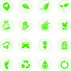 set of green icons