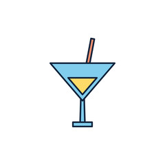 drink cocktail summer icon line and fill