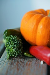 fresh vegetables on wooden background
