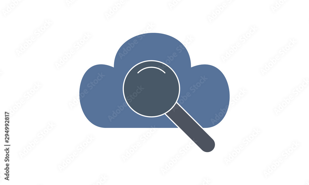 Poster cloud search icon for data storage and online search concepts