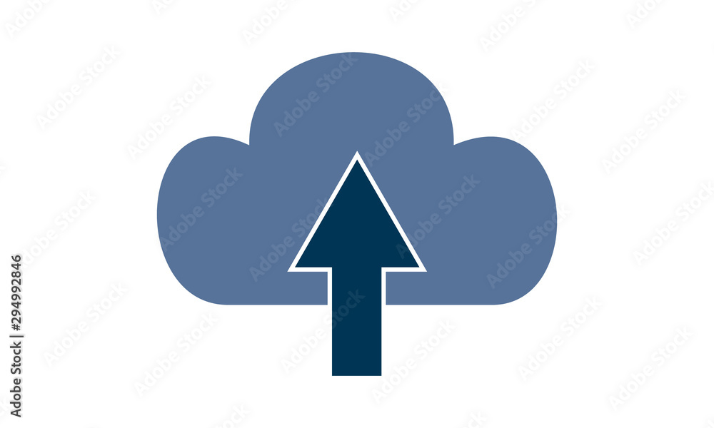 Poster cloud uploading icon for data transfer to the cloud