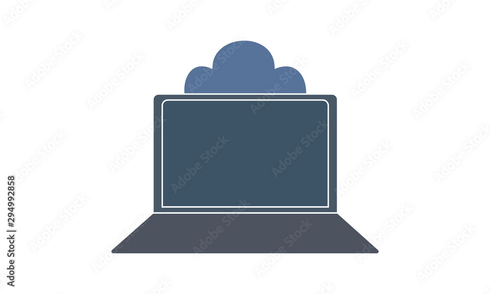 Poster laptop cloud computing icon for web-based storage