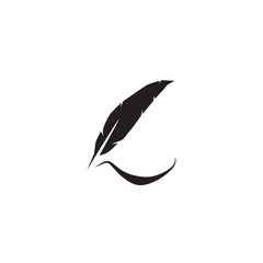 Feather pen icon logo design vector template