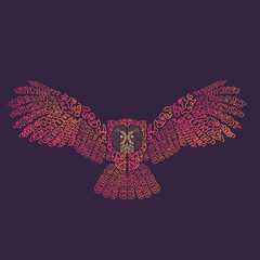 Hand drawn eagle owl. It can be used for print design. Vector illustration of eagle owl
