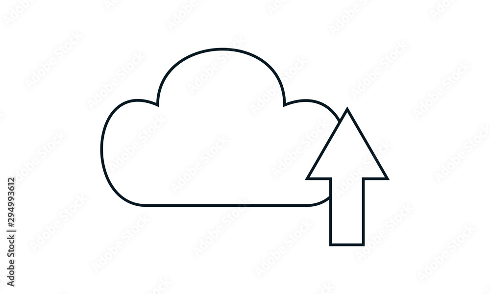 Poster cloud uploading icon for data transfer to the cloud