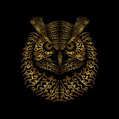 Hand drawn eagle owl. It can be used for print design. Vector illustration of eagle owl