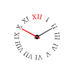 Clock with Roman numerals on the dial. Vector illustration.