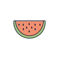 slice watermelon summer icon line and fill