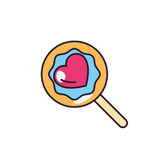 lollipop heart sweet and candies icon line fill