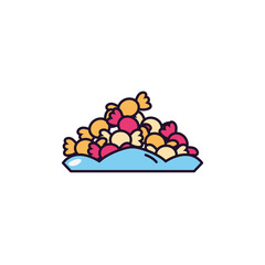 wrapped hard candy in dish sweet and candies icon line fill
