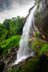 Biggest and the most beautiful Pha luang waterfall on rocky cliffs,limestone in Ubonratchathani province,Thailand,Asia.