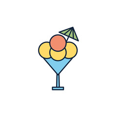ice cream glass summer icon line and fill