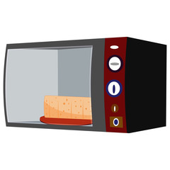 Microwave Oven with Bread - Cartoon Vector Image