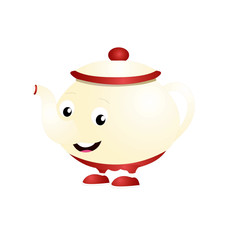 Teapot or Kettle with Expression - Cartoon Vector Image