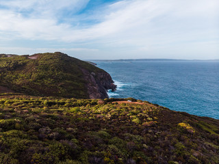 The scenic South Australian coastline near Denmark, Australia. The perfect location for a road trip.  Shot aerially from a drone. 